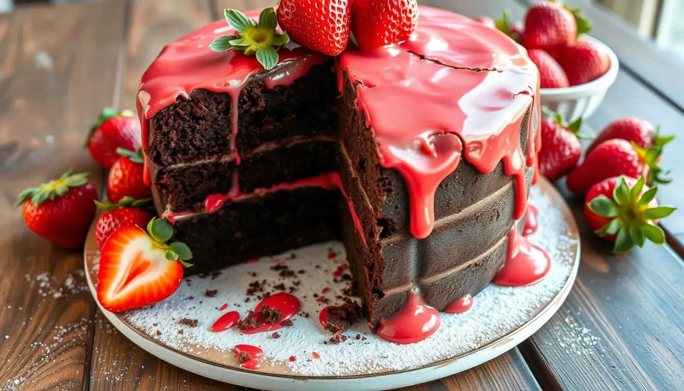 Strawberry Earthquake Cake